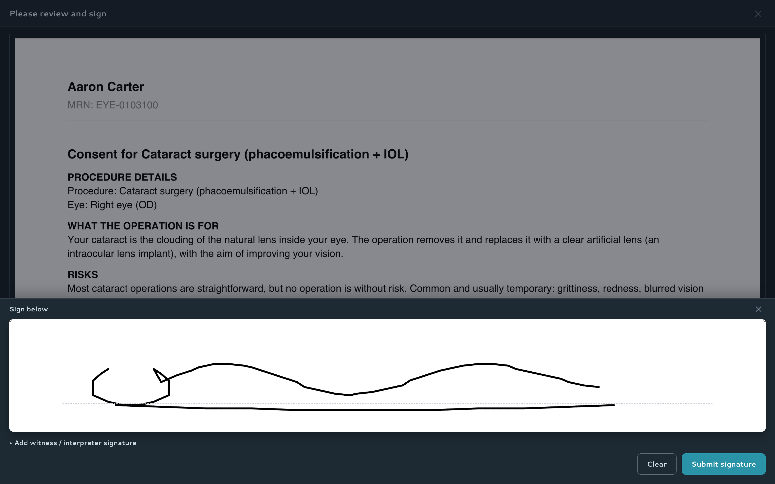 Submit the signature
