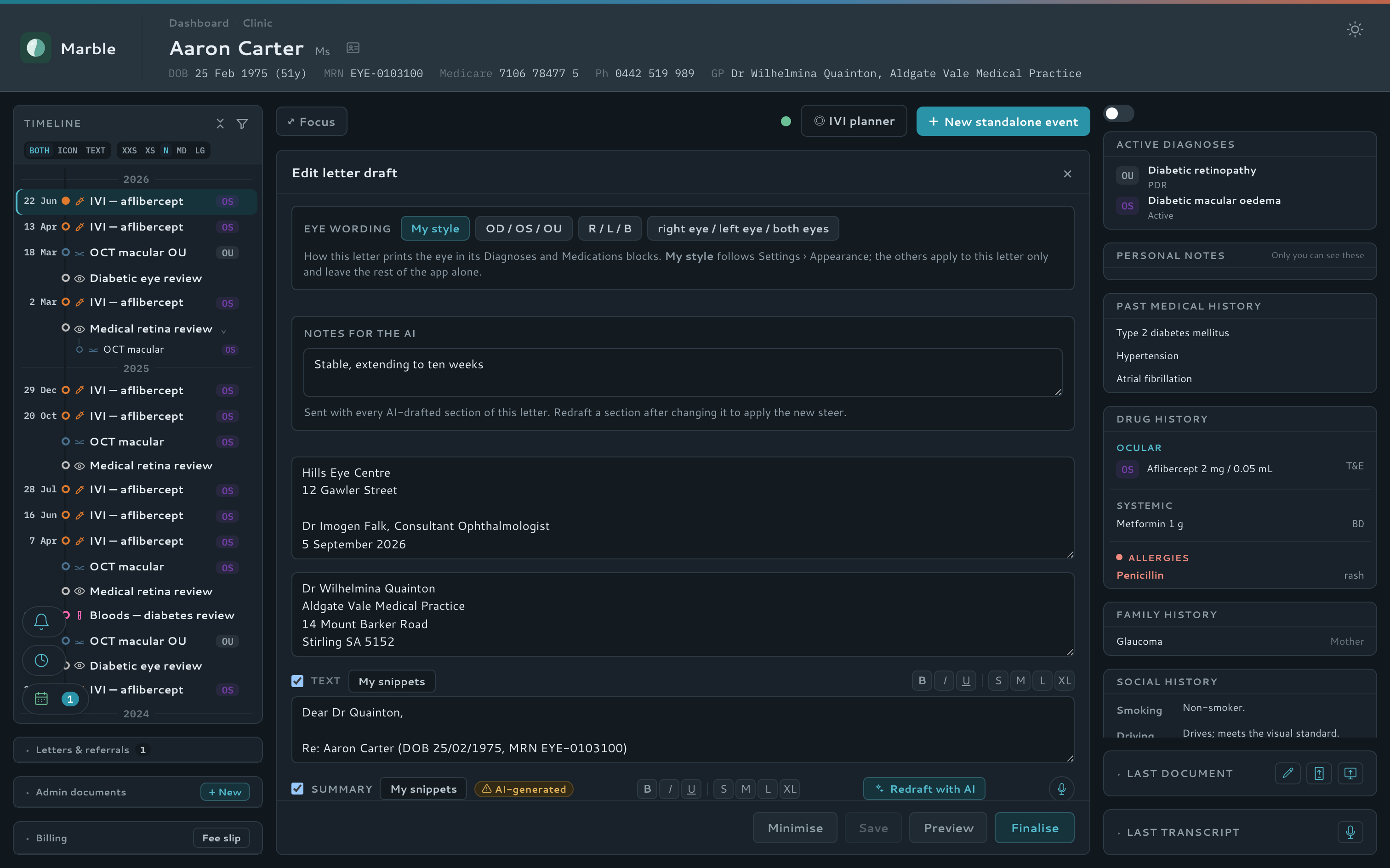 Draft the summary with AI