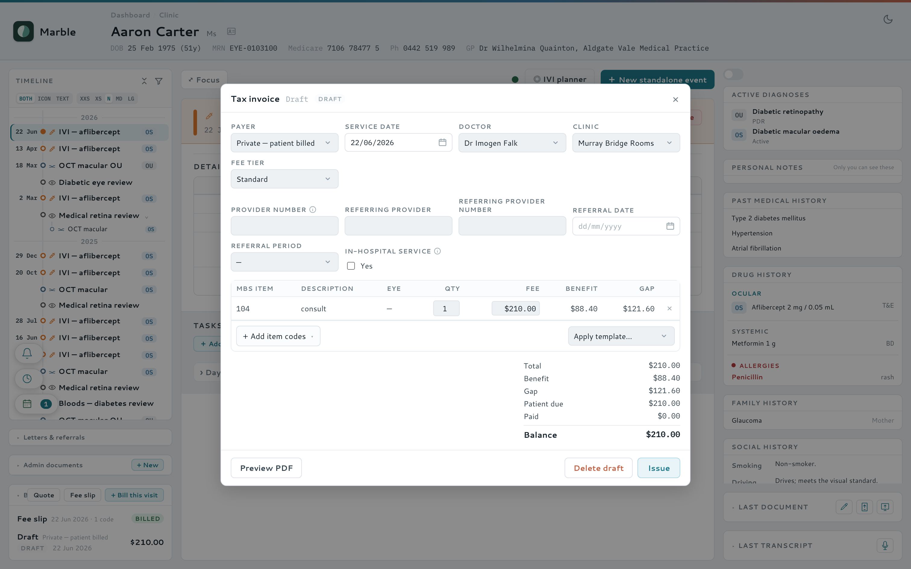 Issue the invoice
