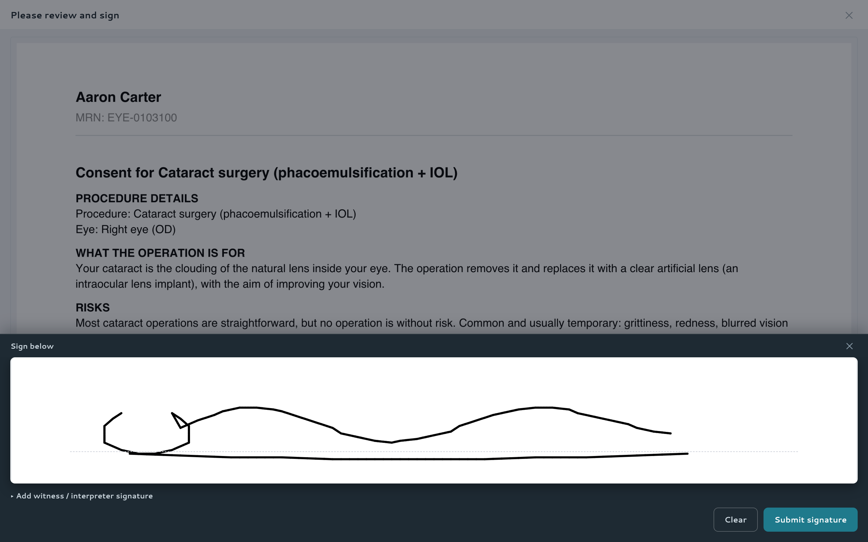Submit the signature