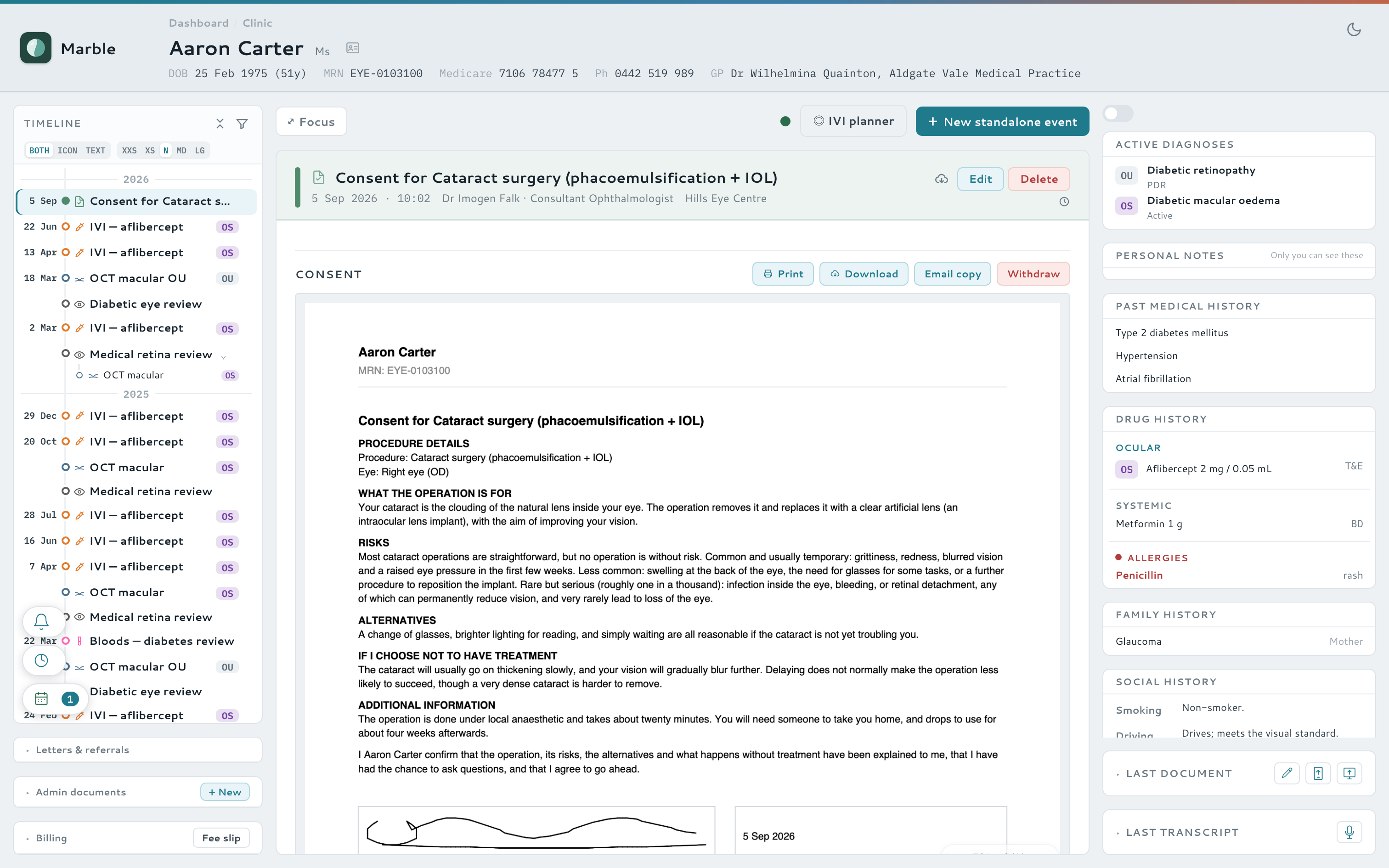 Signed and filed against the patient