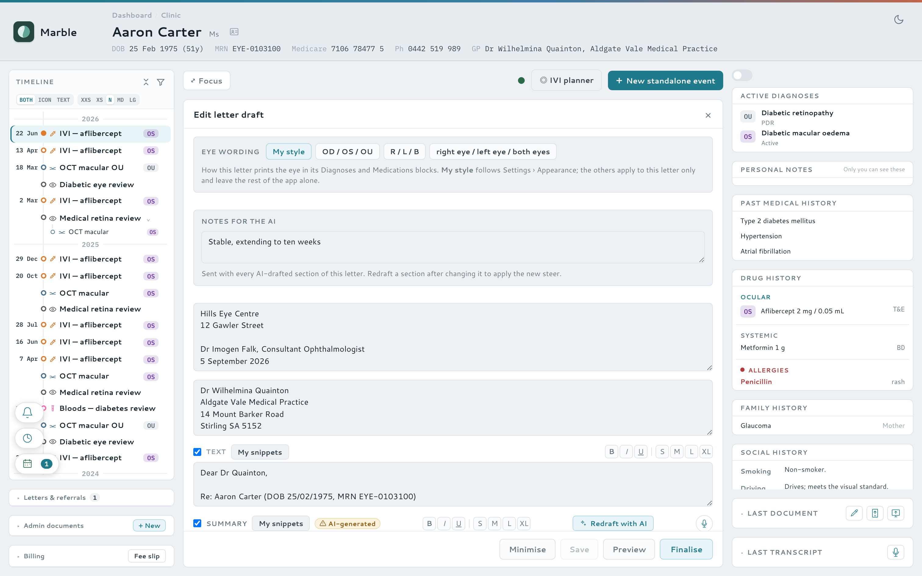 Draft the summary with AI