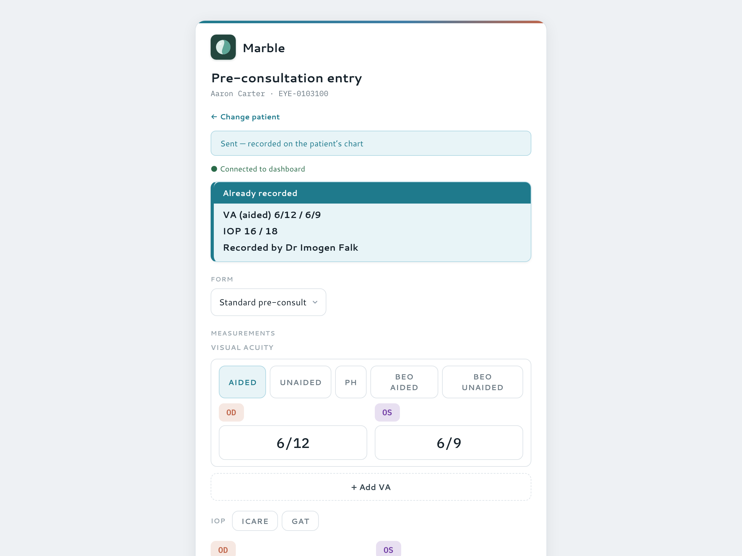 Sent — appears live on the dashboard